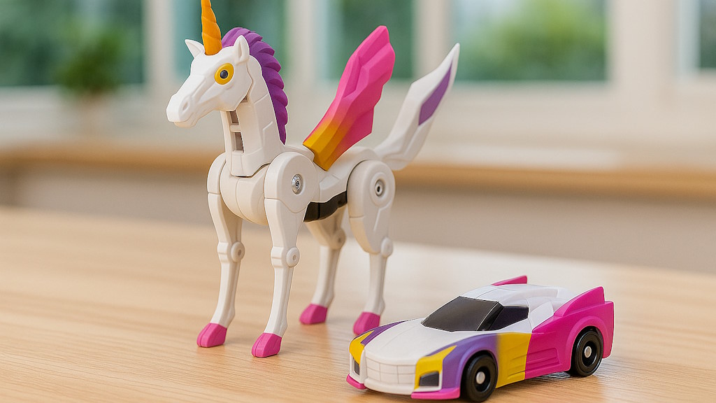 Farbenfrohes Einhorn-Fahrzeug für Kinder mit verspieltem Design und stabiler Konstruktion – ideal für Spielspaß im Innen- und Außenbereich