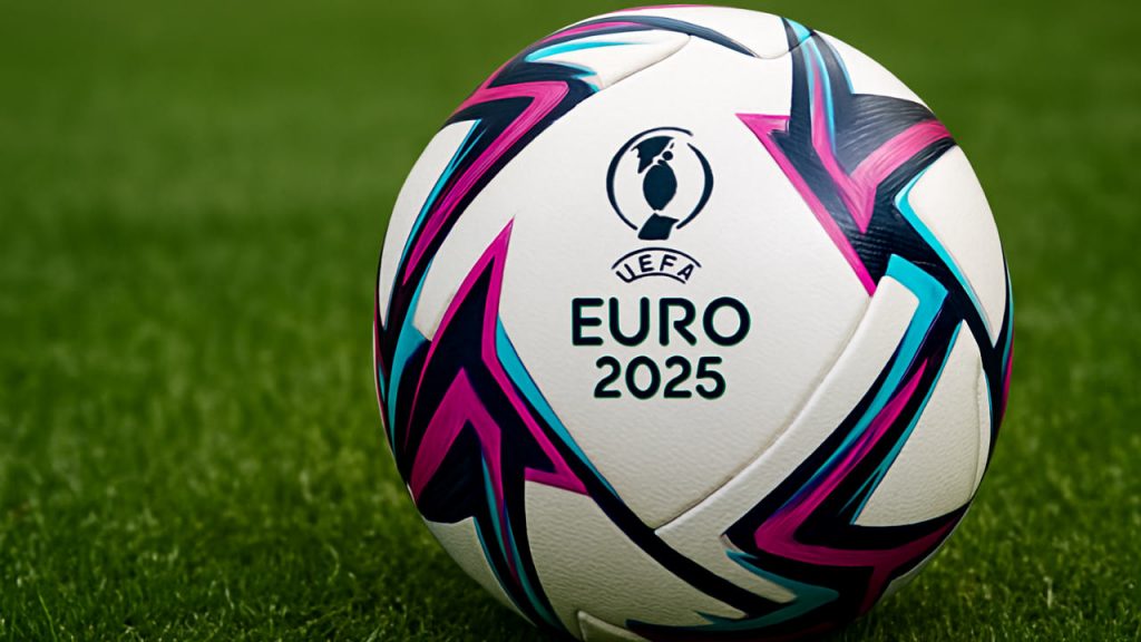 Offiziell designter Fußball im EM-Stil für Frauen – buntes Muster, ideal für Freizeit- und Turnierspiele