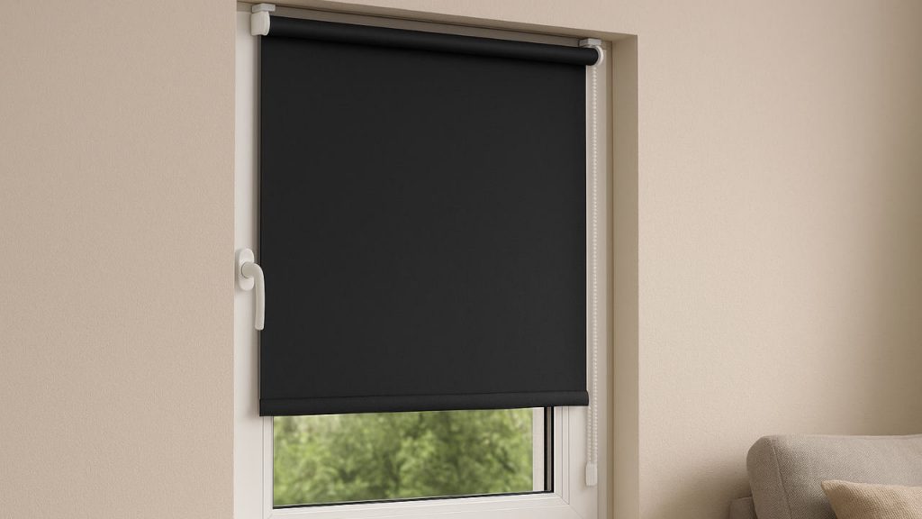 Schwarzes Verdunkelungsrollo mit Klemmfix-Montage ohne Bohren â lichtundurchlĂ€ssig und ideal fĂŒr Fenster und TĂŒren